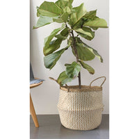 Large Handwoven White Zigzag Basket