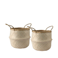 Large Handwoven White Zigzag Basket